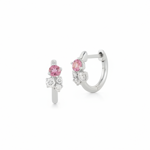 White Gold-1^Diamond Huggie Earrings: DRD Birthstone Huggies - October In White Gold