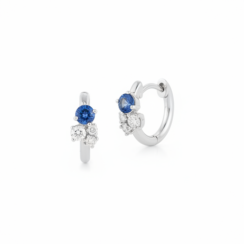 White Gold-1^Diamond Huggie Earrings: DRD Birthstone Huggies - September In White Gold
