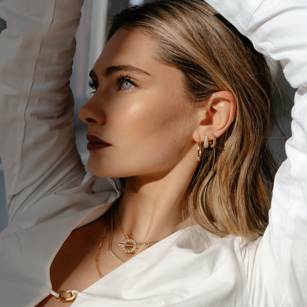 Diamond Huggie Earrings: Poppy Rae Pebble Hoops | Dana Rebecca Designs