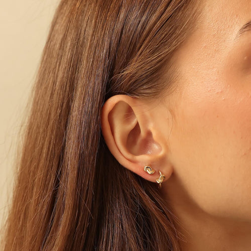 White Gold-3^Designer Stud Earrings: Nana Bernice Mini Gold Knot Studs in White Gold