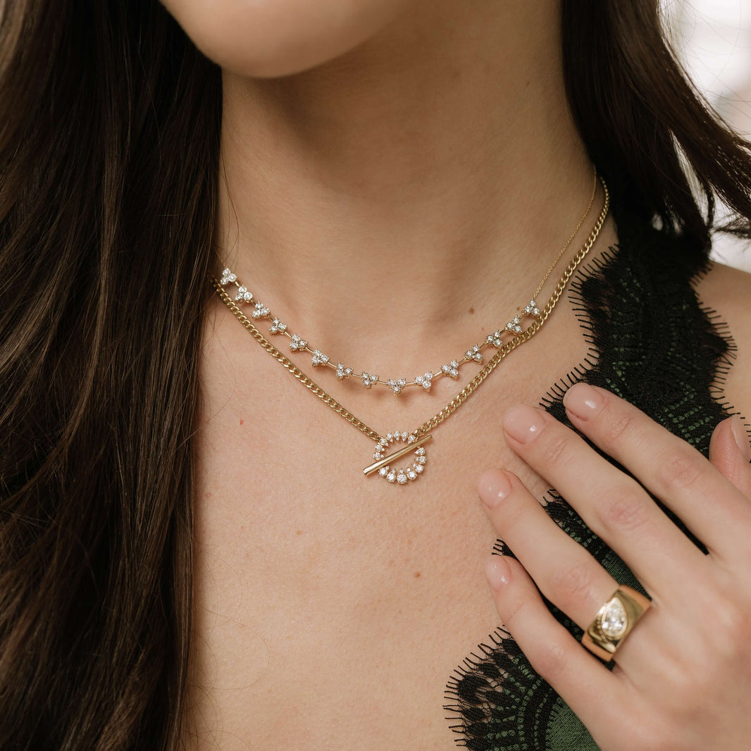 Yellow Gold-4^Designer Diamond Necklaces: Sophia Ryan Cuban Chain Toggle Necklace in Yellow Gold