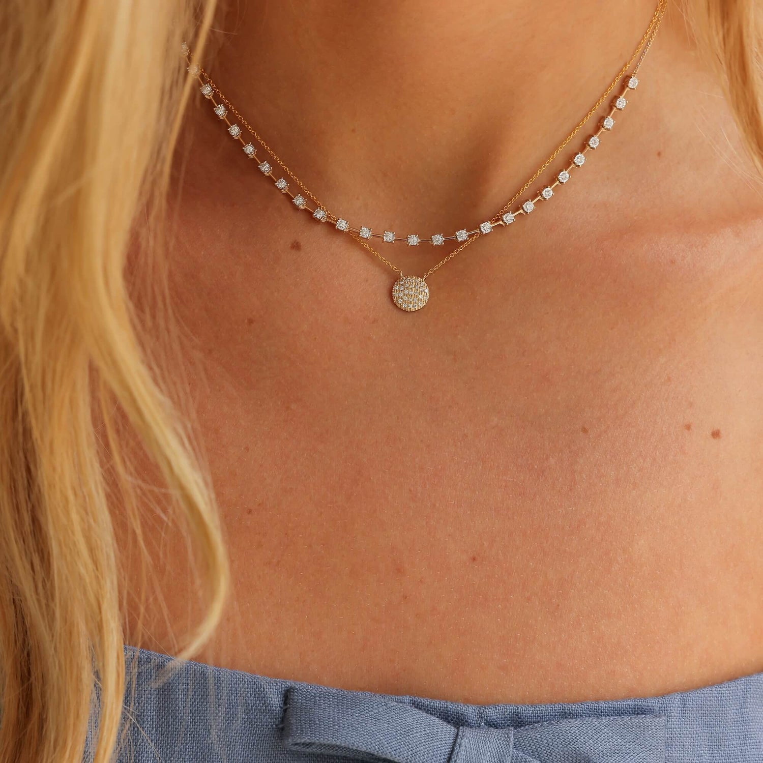 Yellow Gold-5^Diamond Tennis Necklaces: Ava Bea Tennis Interval Necklace in Yellow Gold