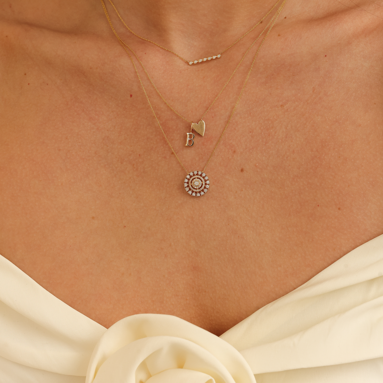 Yellow Gold-2^-Designer Diamond Necklaces: Ava Bea Medallion Necklace in Yellow Gold