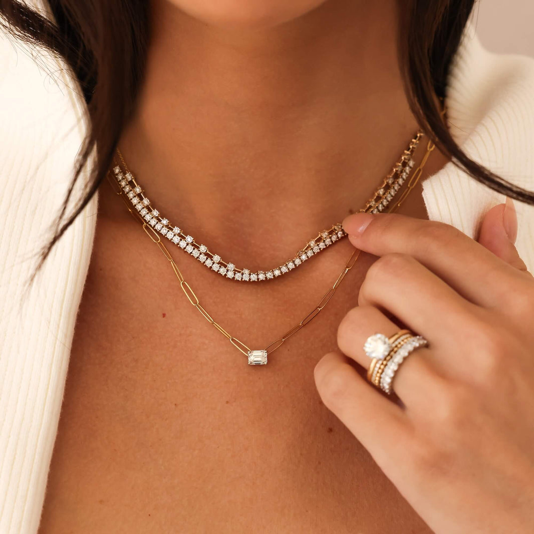 Yellow Gold-2^Diamond Tennis Necklaces: Ava Bea Tennis Necklace in Yellow Gold