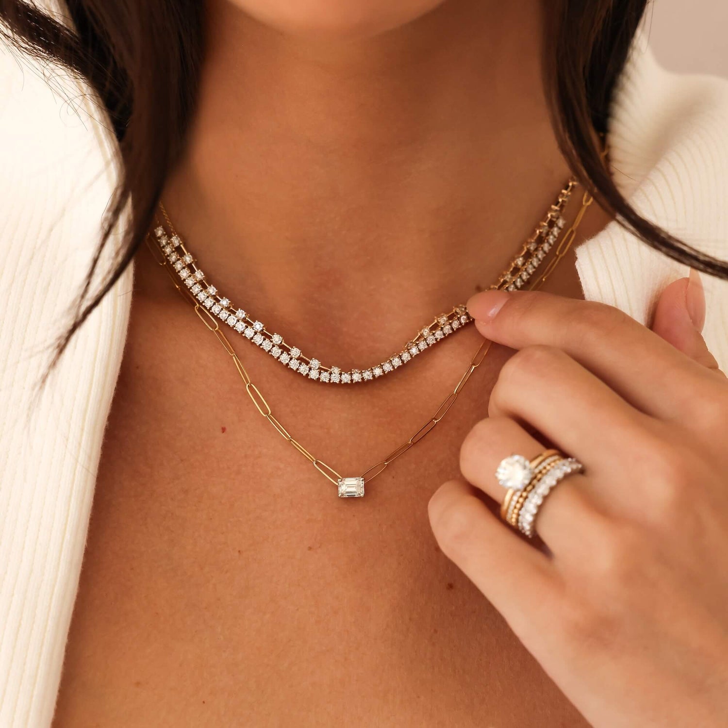 Yellow Gold-2^Diamond Tennis Necklaces: Ava Bea Tennis Necklace in Yellow Gold