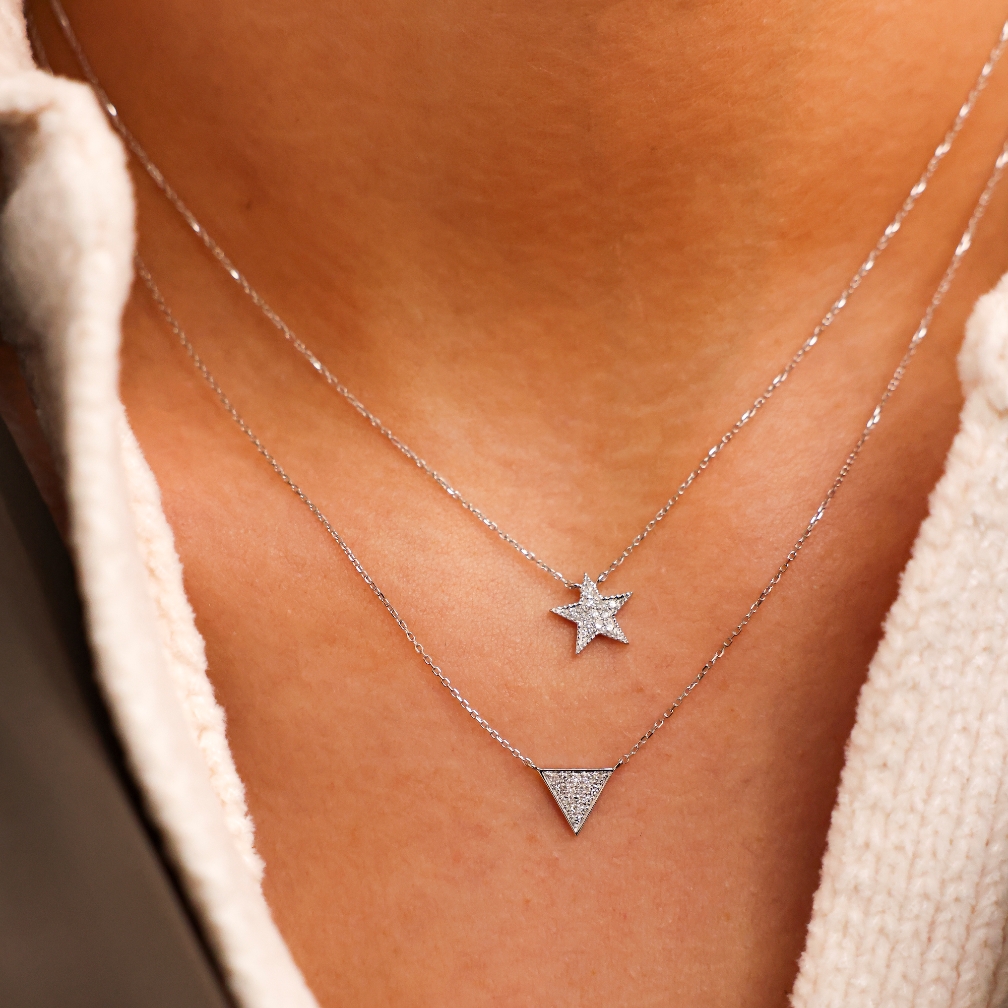 Diamond Pendant Necklaces: Julianne Himiko Diamond Star Necklace