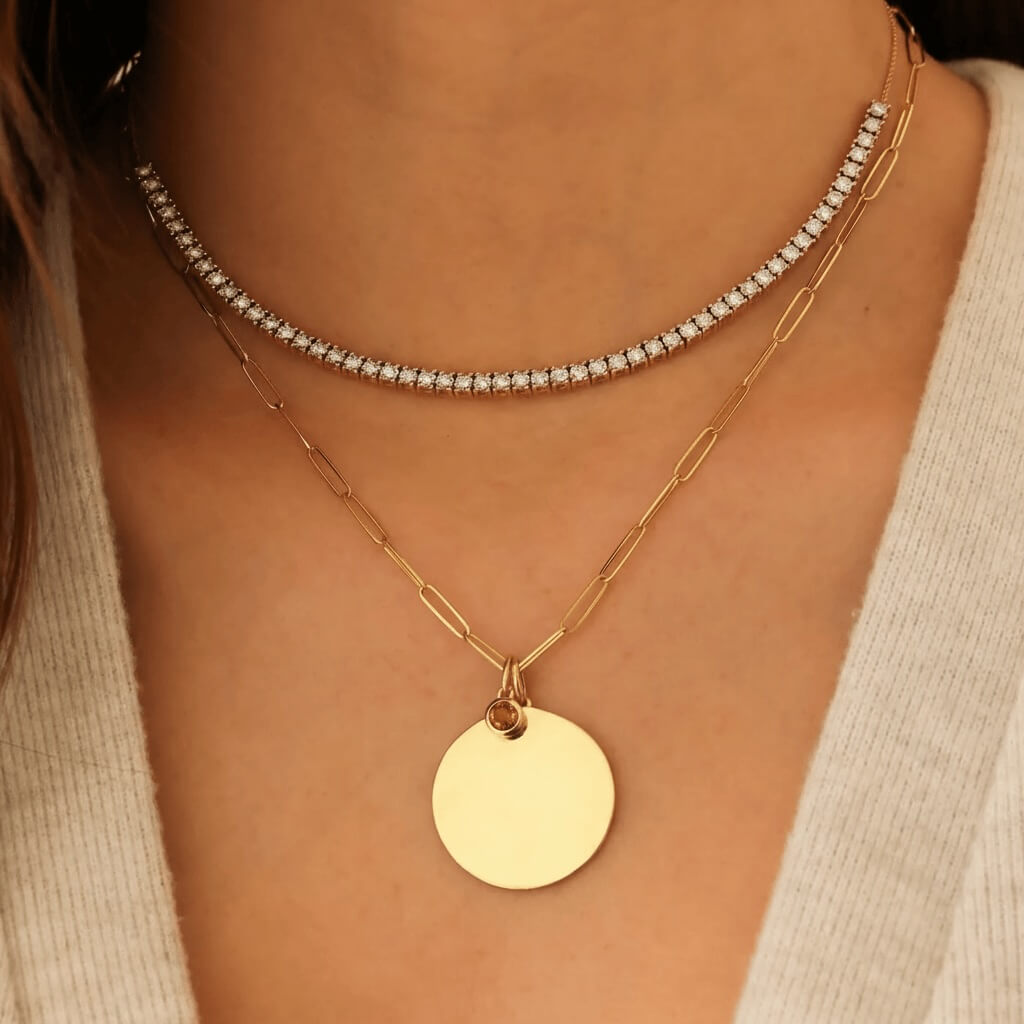 White Gold-2^Designer Diamond Necklaces: DRD Birthstone Charm in White Gold. November