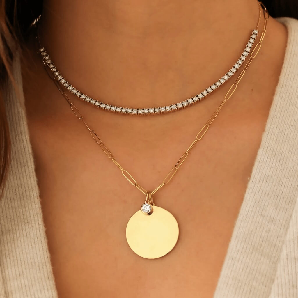 Yellow Gold-3^Designer Diamond Necklaces: DRD Birthstone Charm in Yellow Gold. April