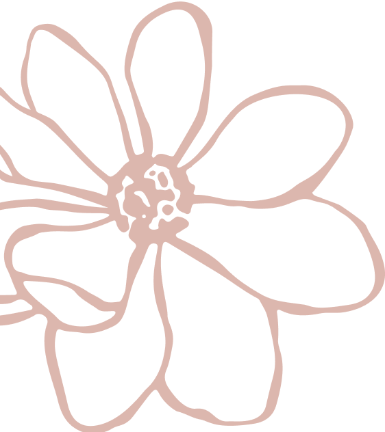 Decorative pink flower outline on a white background