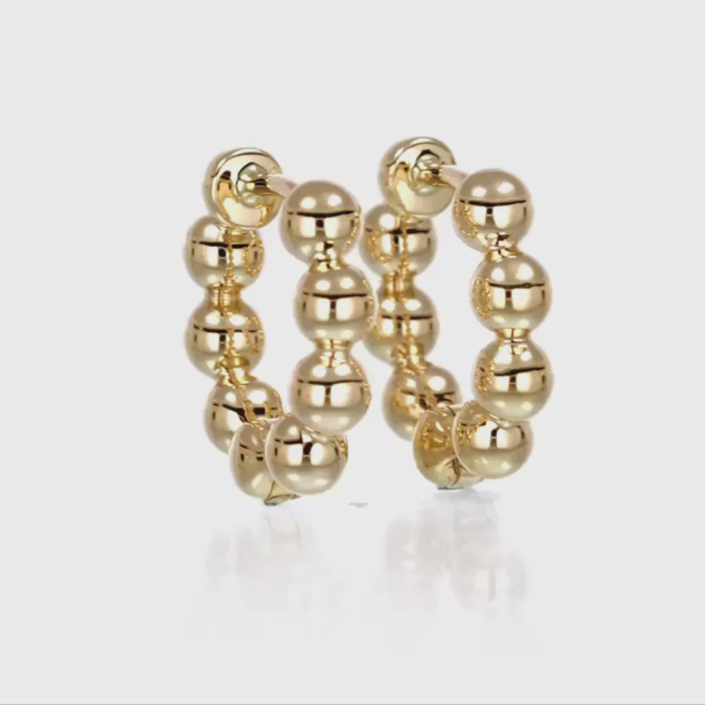 Yellow Gold-5^Diamond Huggie Earrings: Poppy Rae Pebble Hoops in Yellow Gold