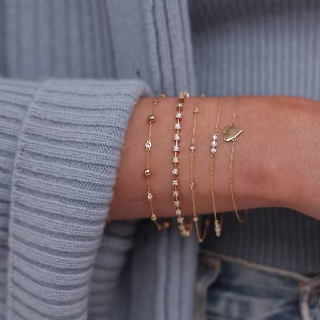 Unique Diamond Bracelets: Poppy Rae Pebble and Diamond Station Bracelet