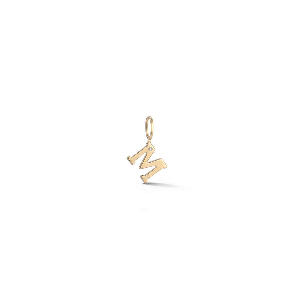 Yellow Gold-1^Designer Diamond Necklaces: DRD Gold Initial Charm in Yellow Gold