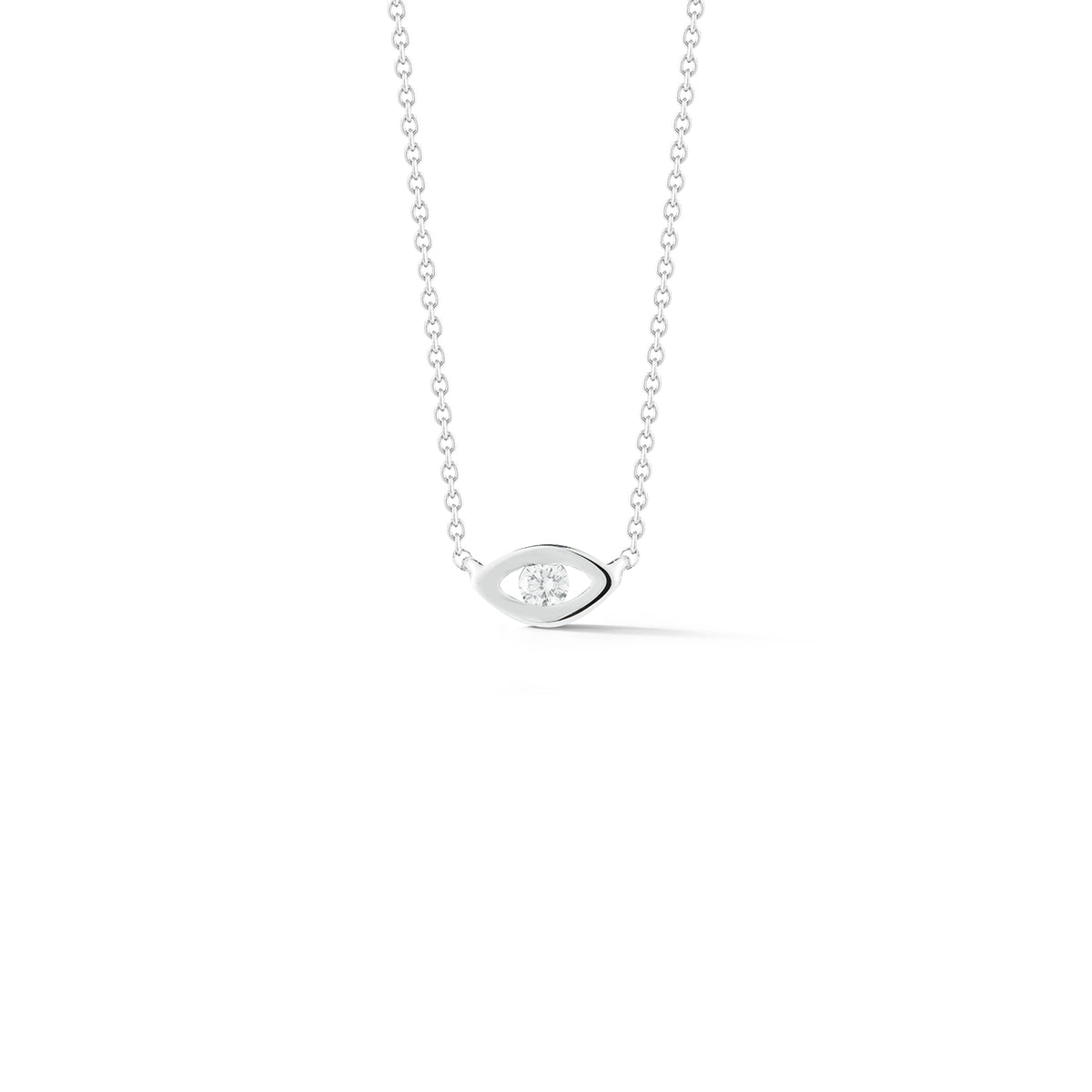 White Gold-1^Evil Eye Gold Necklaces: Carly Michelle Diamond Evil Eye Necklace in White Gold