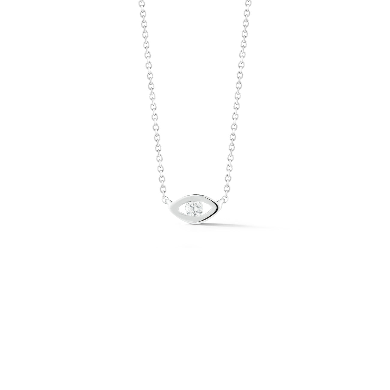 White Gold-1^Evil Eye Gold Necklaces: Carly Michelle Diamond Evil Eye Necklace in White Gold