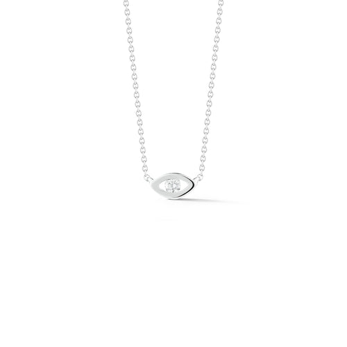 White Gold-1^Evil Eye Gold Necklaces: Carly Michelle Diamond Evil Eye Necklace in White Gold