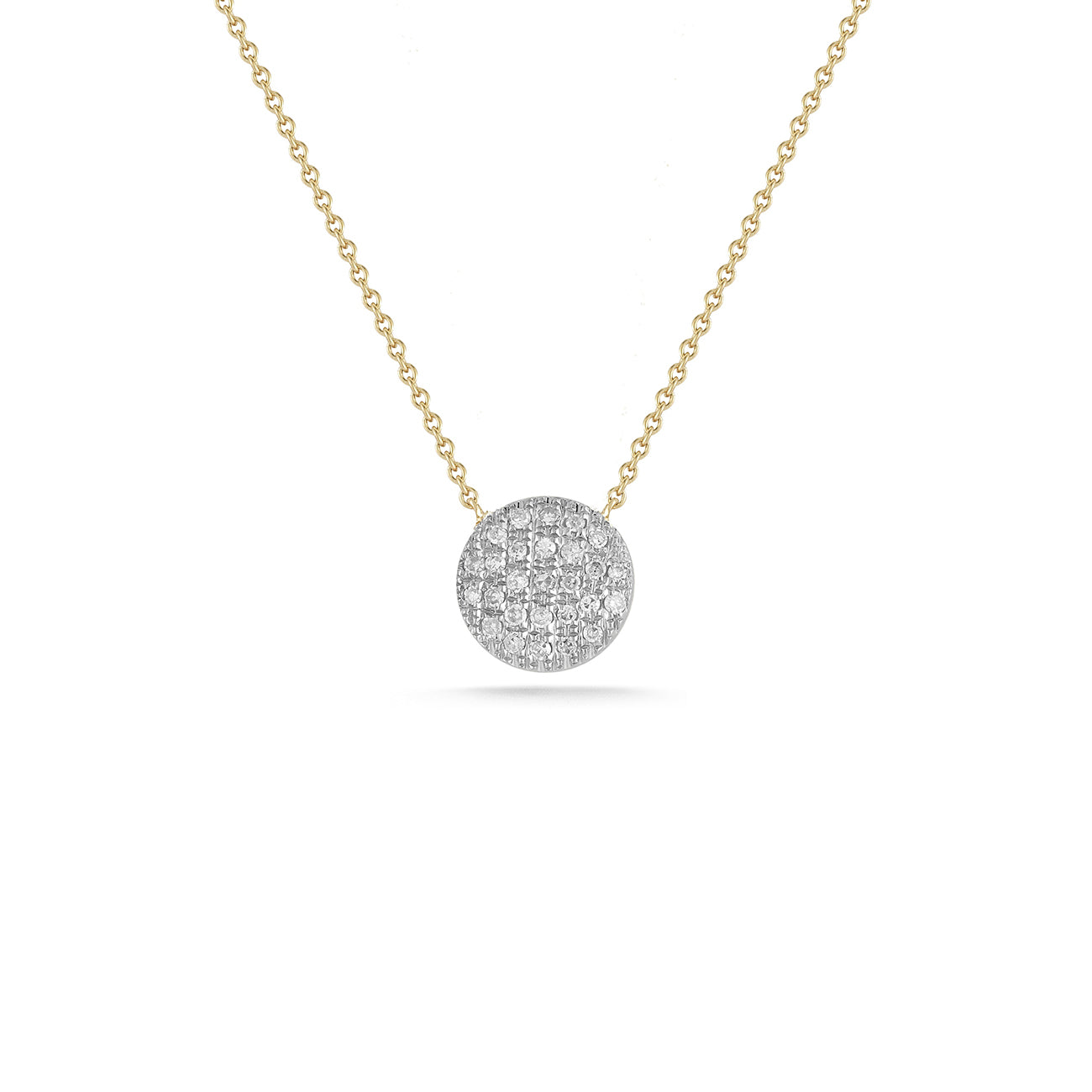 White Gold+Yellow Gold^1 Diamond Pendant Necklaces: Lauren Joy Medium Disc Necklace in White Gold+Yellow Gold 