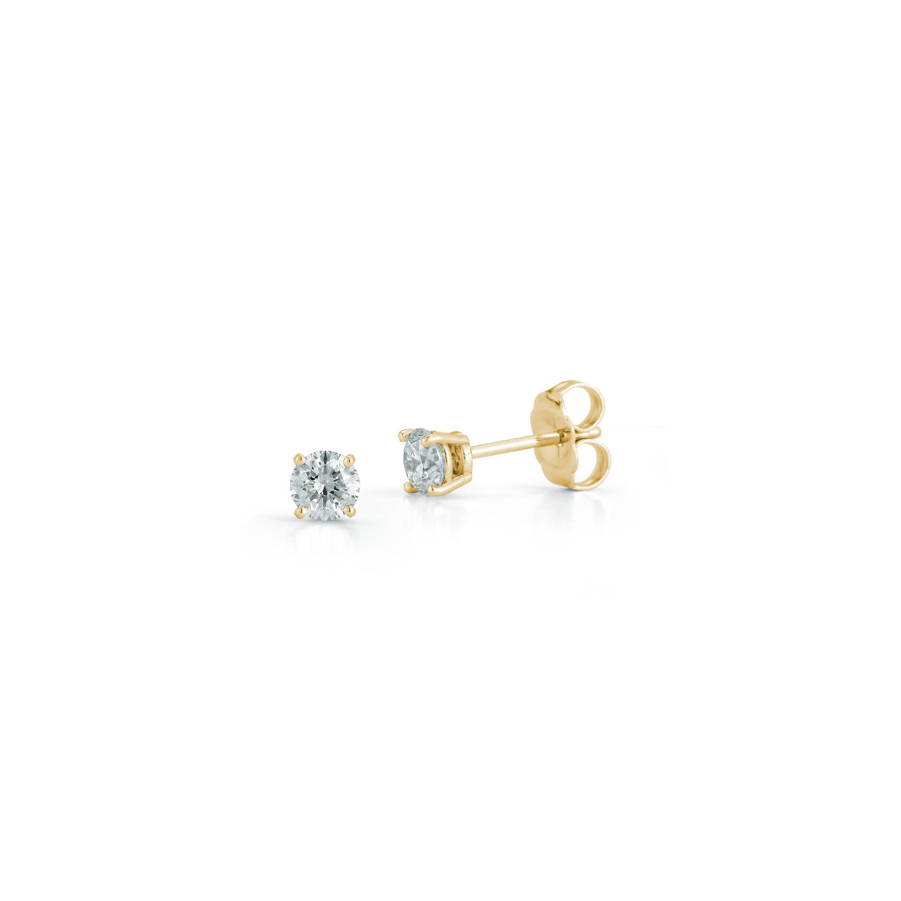 Yellow Gold-1^Diamond Stud Earrings - DRD Diamond Solitaire Studs 0.50 Ct. Total Weight in Yellow Gold. Four Prong Setting