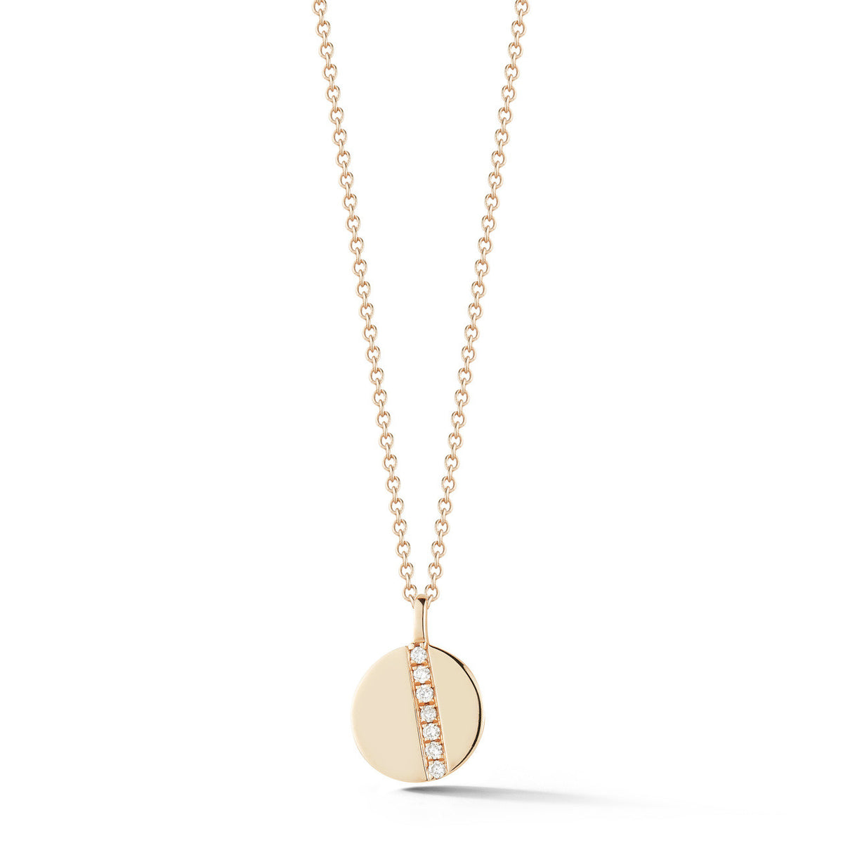 Yellow Gold-1^Diamond Pendant Necklaces: Lauren Joy Diamond Row Disc Necklace in Yellow Gold