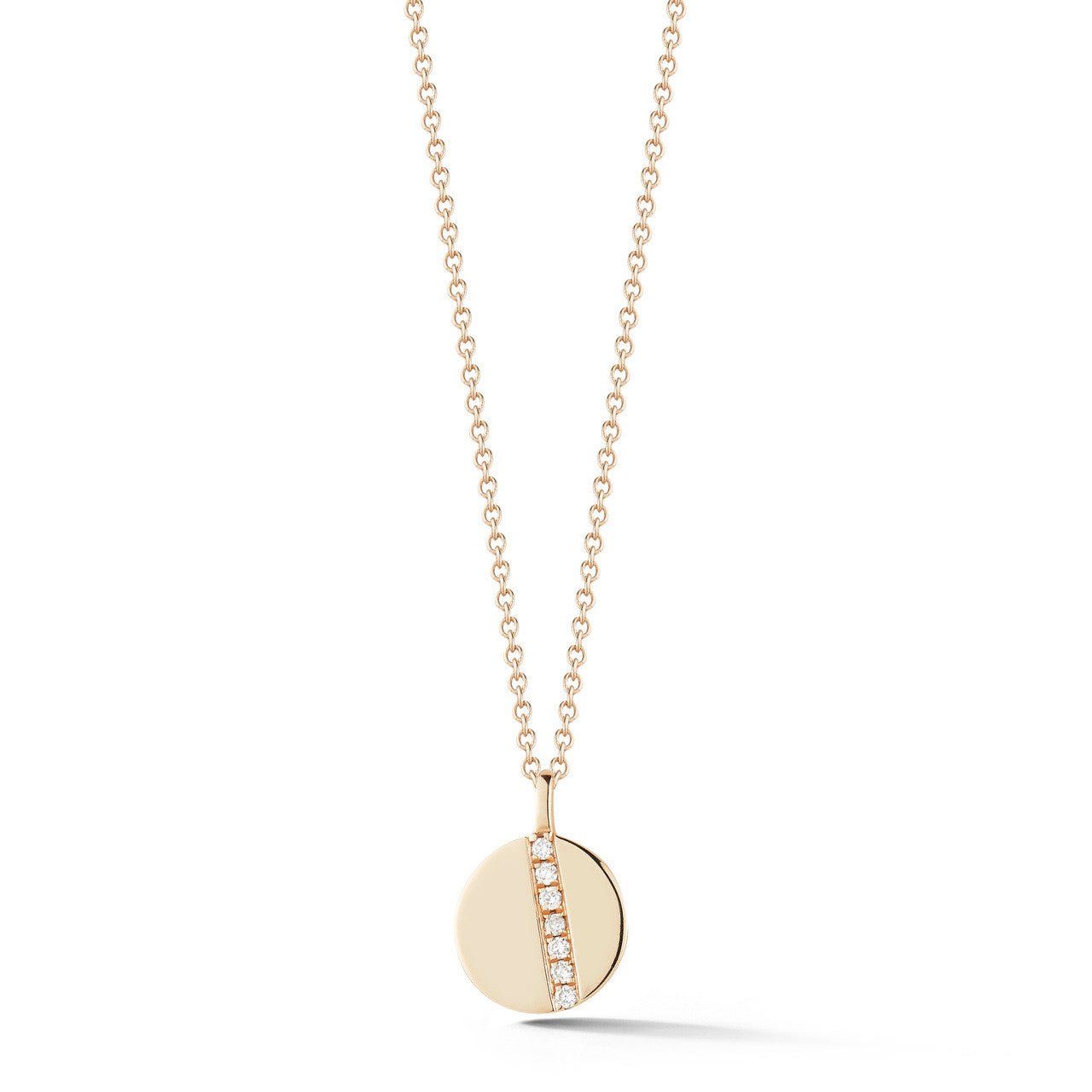 Yellow Gold-1^Diamond Pendant Necklaces: Lauren Joy Diamond Row Disc Necklace in Yellow Gold