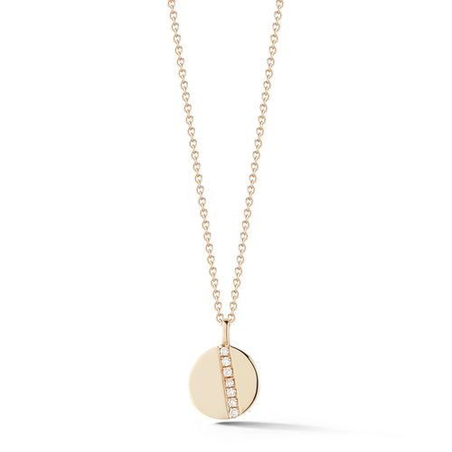 Yellow Gold-1^Diamond Pendant Necklaces: Lauren Joy Diamond Row Disc Necklace in Yellow Gold