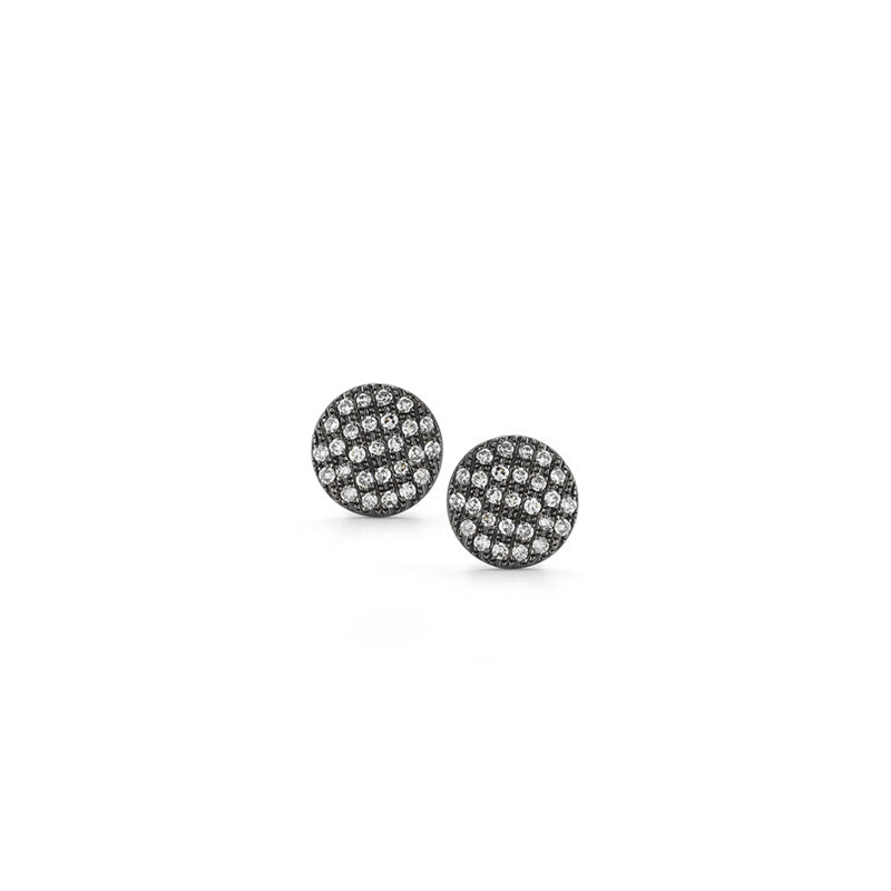 Black Rhodium-1^Designer Stud Earrings: Lauren Joy Medium Disc Studs in Black Rhodium