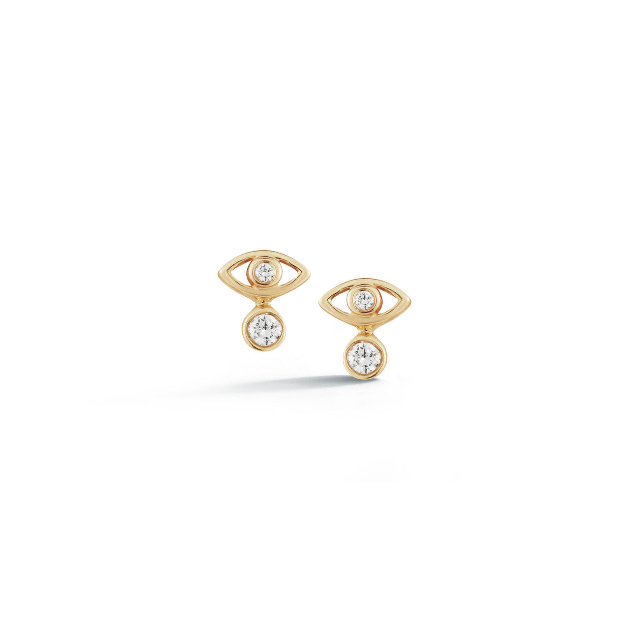 Yellow Gold-1^Designer Stud Earrings: Lulu Jack Stacked Evil Eye Studs in Yellow Gold