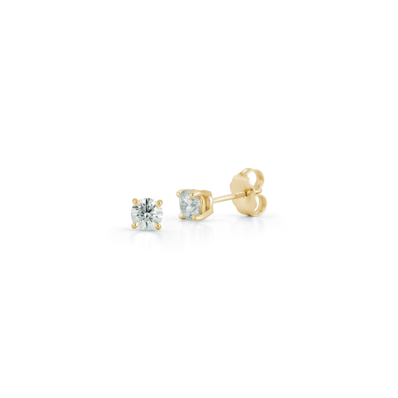 Yellow Gold-1^Diamond Stud Earrings - DRD Diamond Solitaire Studs 0.60 Ct. Total Weight in Yellow Gold. Four Prong Setting