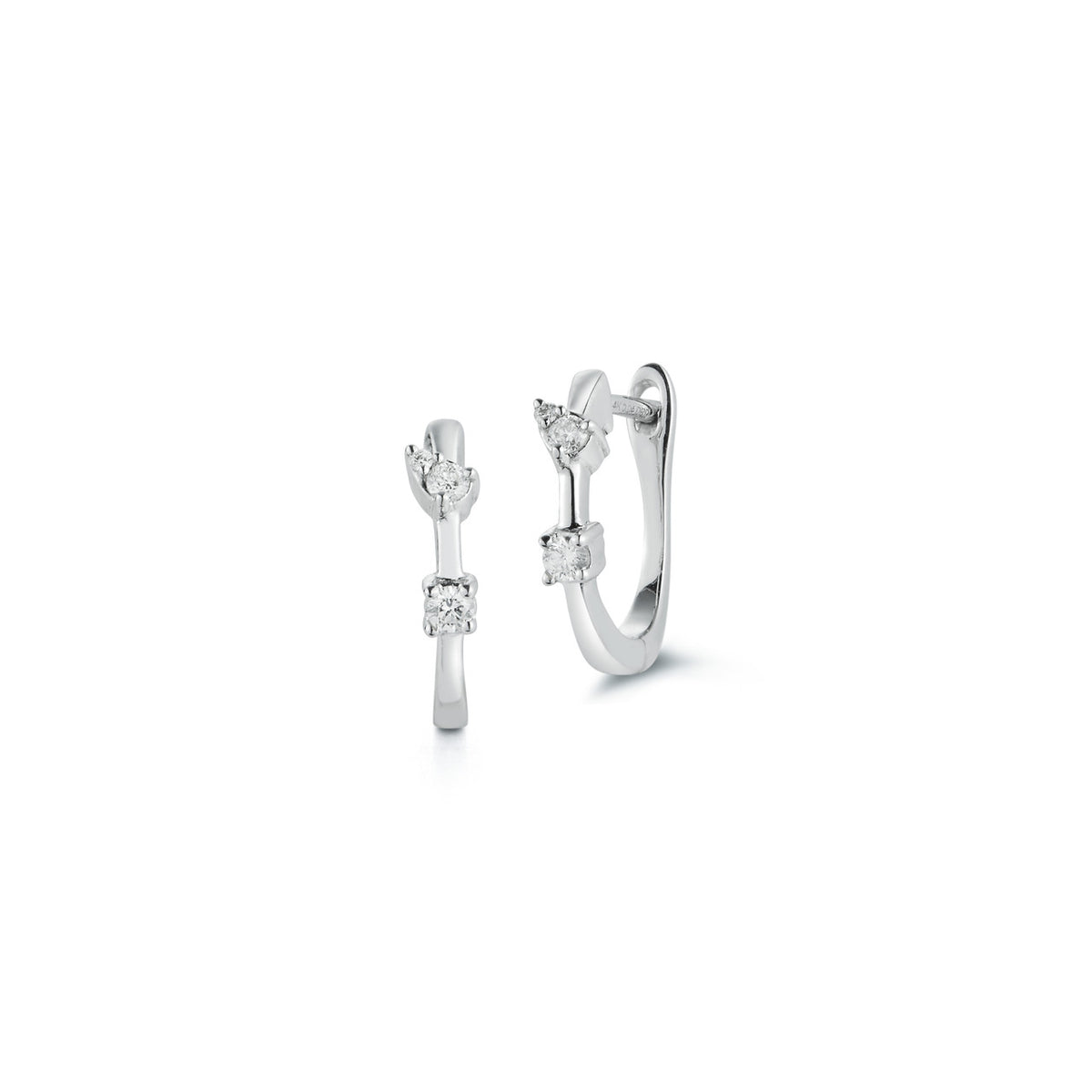 White Gold^1-Diamond Huggie Earrings: Sophia Ryan Chord Huggies in White Gold