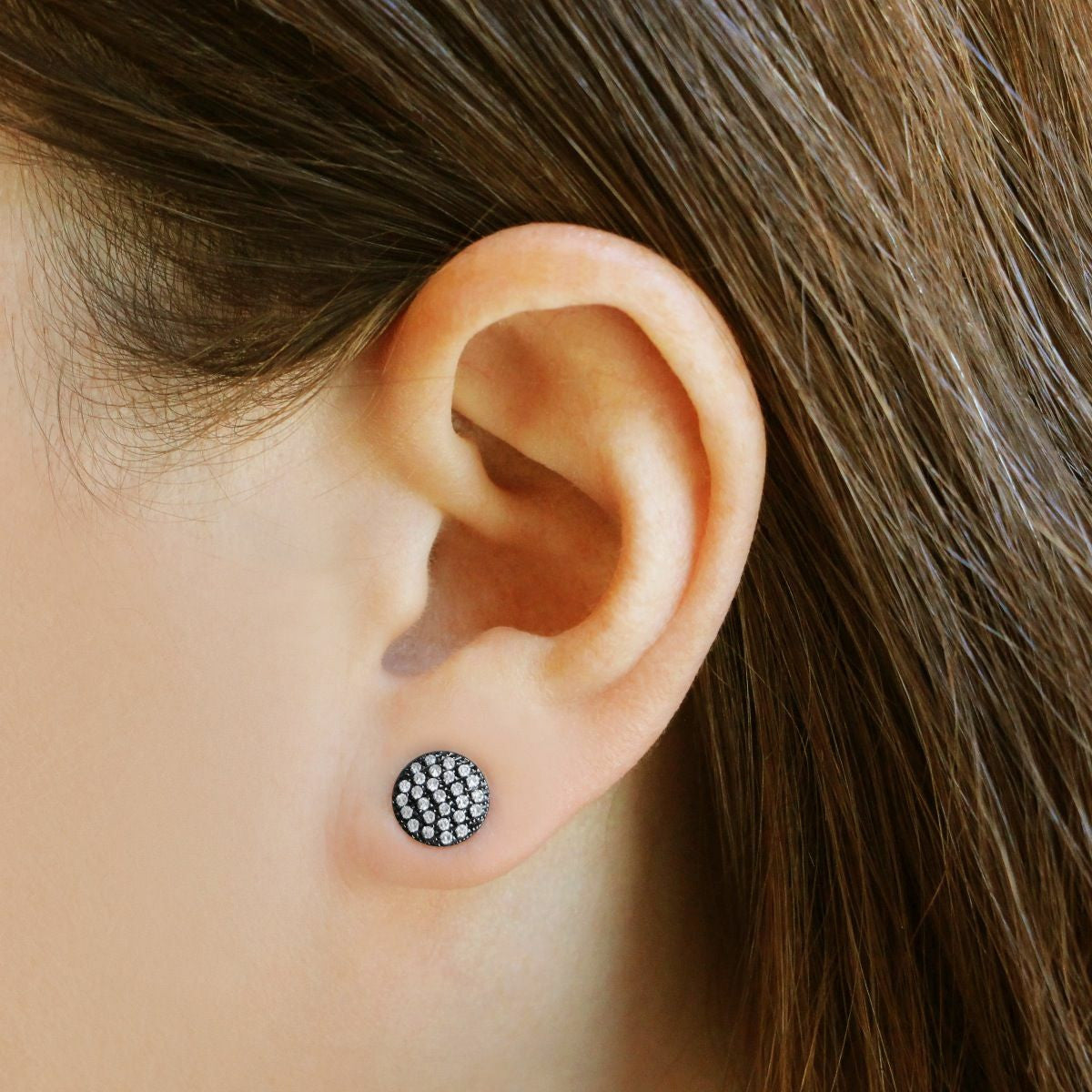 Black Rhodium-3^Designer Stud Earrings: Lauren Joy Medium Disc Studs in Black Rhodium