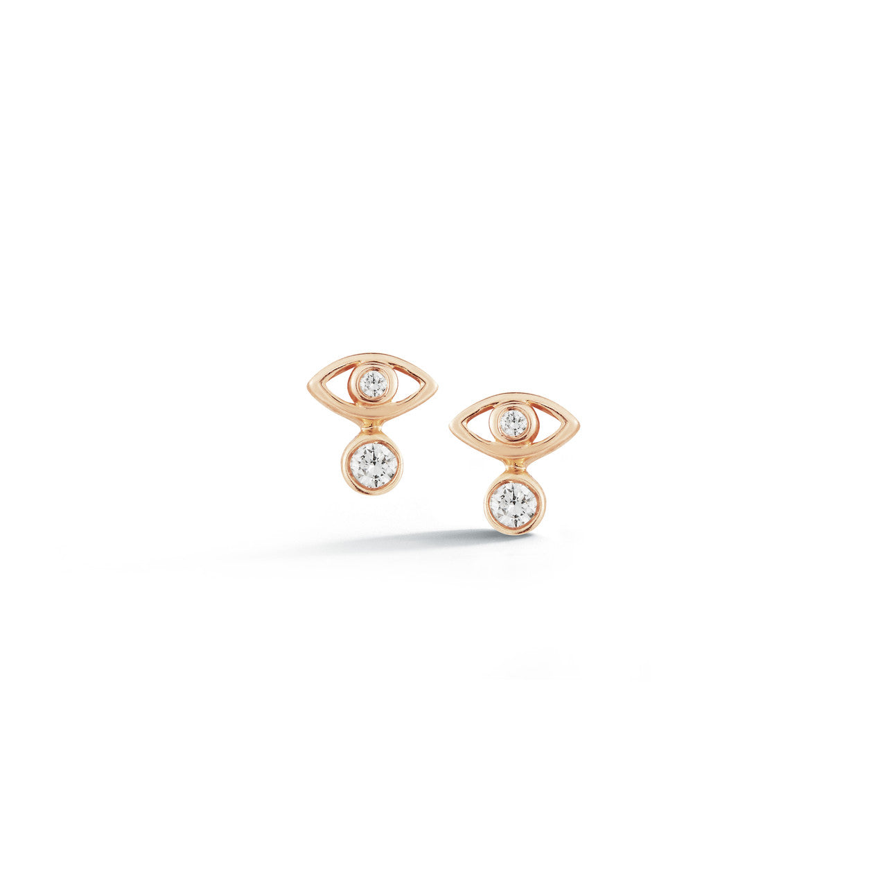 Rose Gold-1^Designer Stud Earrings: Lulu Jack Stacked Evil Eye Studs in Rose Gold