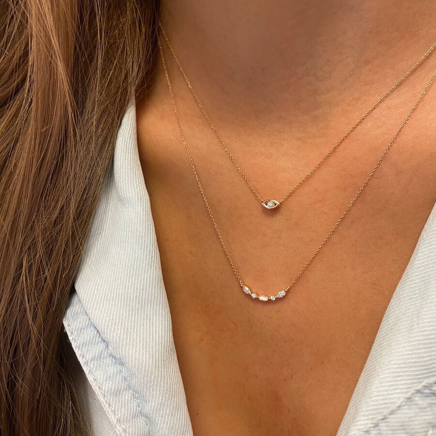 Rose Gold-2^Evil Eye Gold Necklaces: Carly Michelle Diamond Evil Eye Necklace in Rose Gold