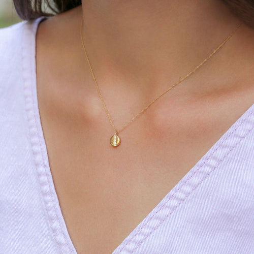 White Gold-2^Diamond Pendant Necklaces: Lauren Joy Diamond Row Disc Necklace in White Gold